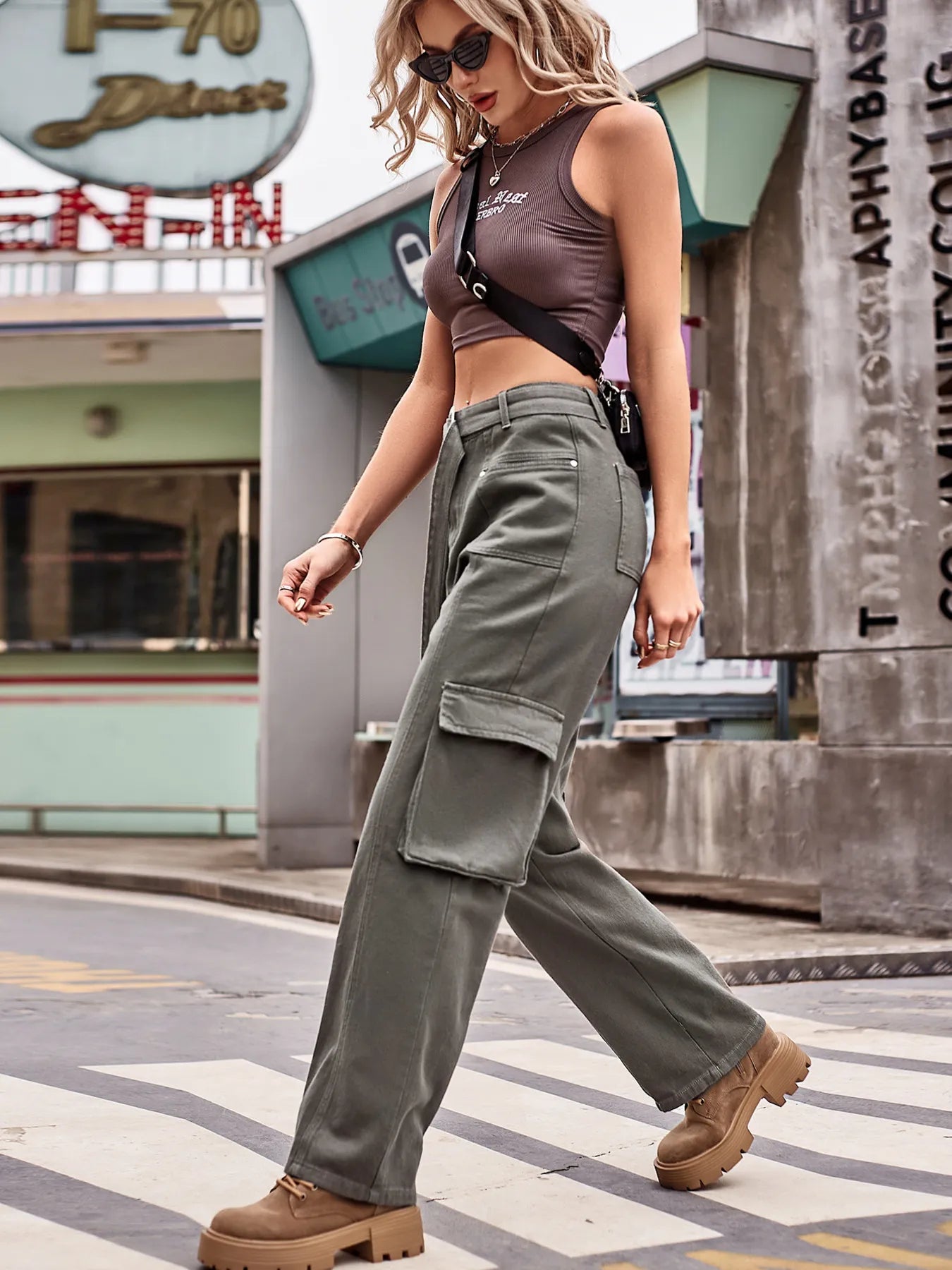 Cargo Wide Leg Jeans - Tigbul's Variety Fashion Shop