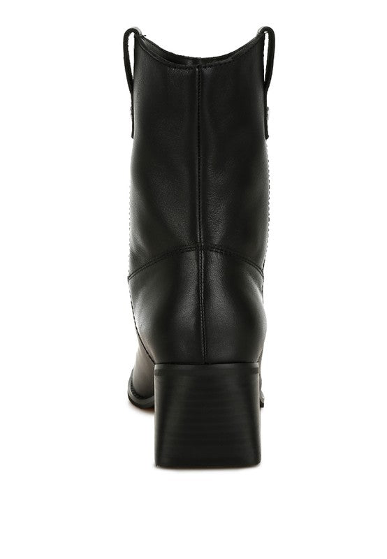 Iliad Genuine Leather Metallic Accent Ankle Boots - Tigbul's Variety Fashion Shop