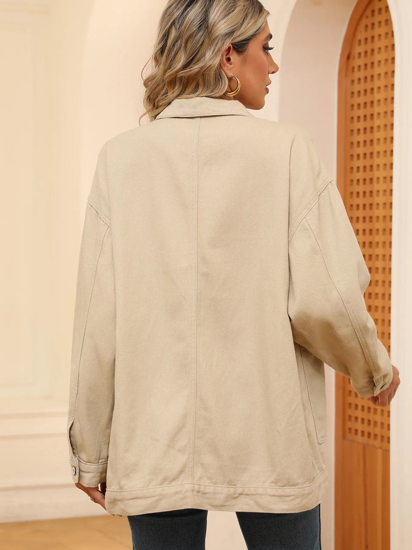 Button Up Long Sleeve Denim Jacket - Tigbul's Variety Fashion Shop