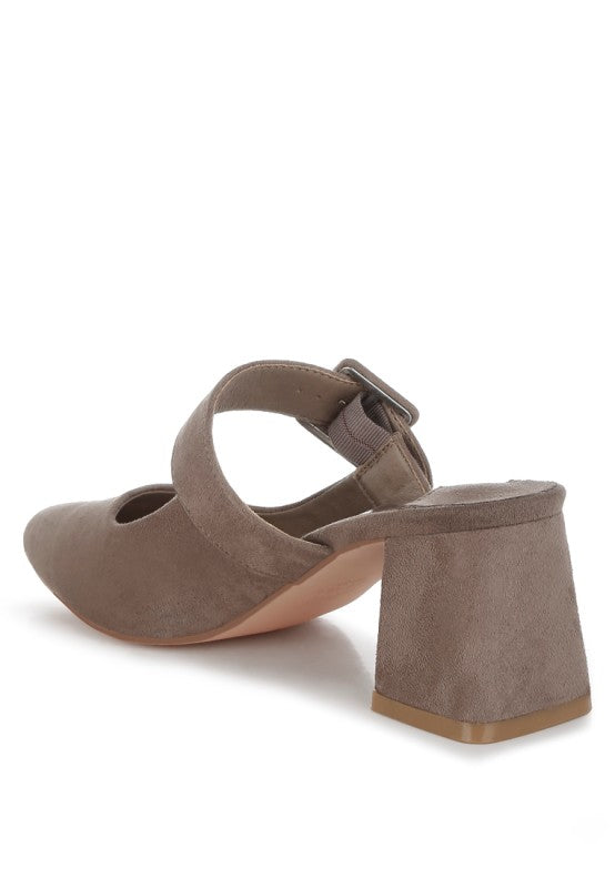 Amapola Buckle Strap Detail Microfiber Mules - Tigbul's Variety Fashion Shop
