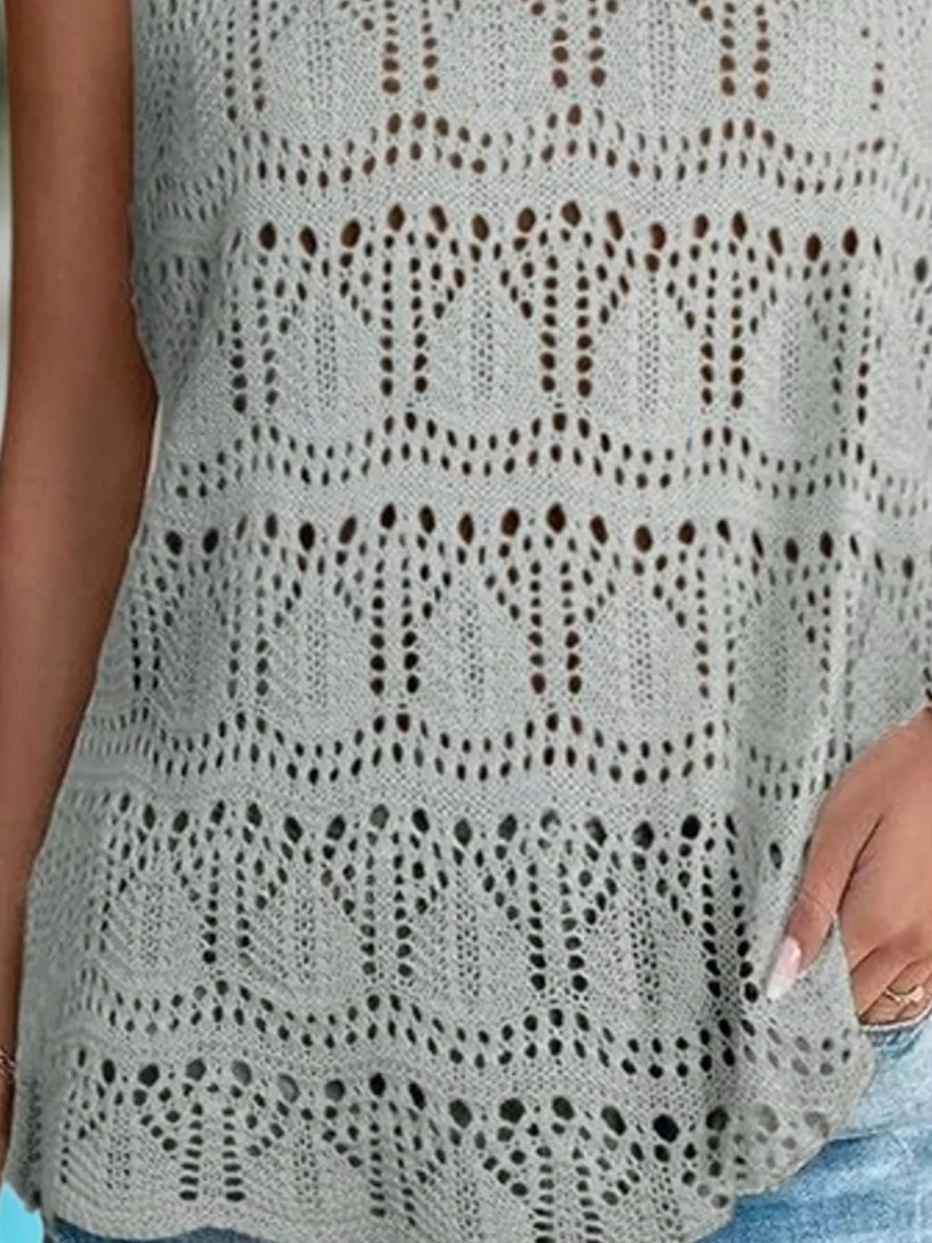 Crochet Sleeveless Sweater Vest - Tigbul's Variety Fashion Shop