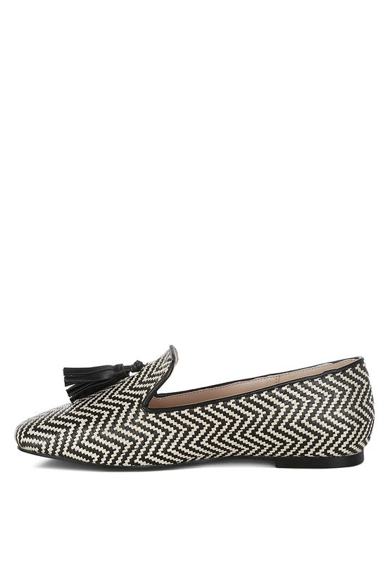 Dara Raffia Tassels Detail Loafers - Tigbul's Variety Fashion Shop