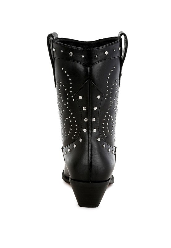 Equine Studded Embroidery Cowboy Boots - Tigbul's Variety Fashion Shop