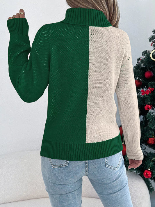 Christmas Reindeer Turtleneck Sweater - Tigbul's Variety Fashion Shop