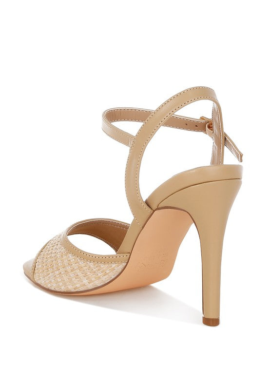 Vilasta Raffia Square Toe Stiletto Heels - Tigbul's Variety Fashion Shop