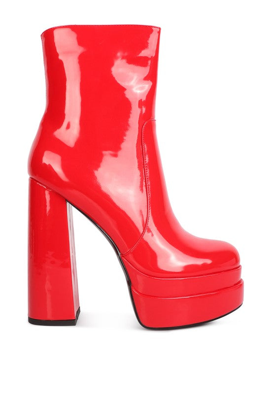Bander Patent Pu High Heel Platform Ankle Boots - Tigbul's Variety Fashion Shop