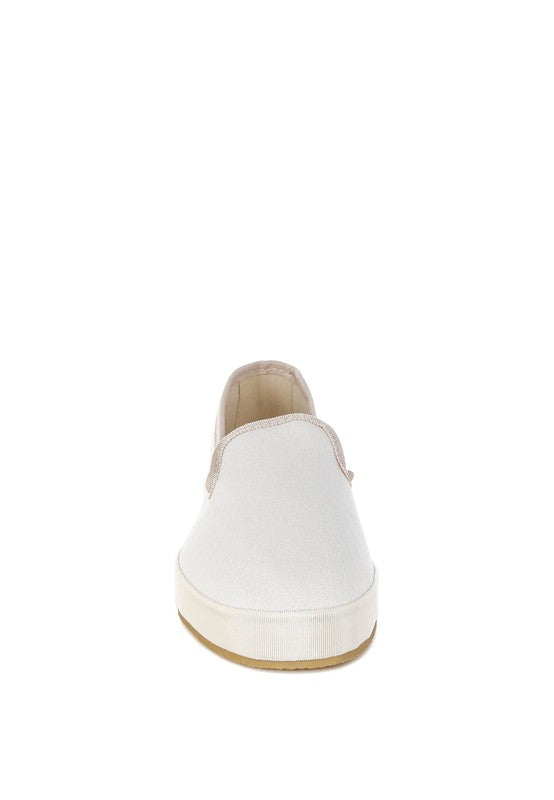 Moshka Round Toe Canvas Slip-On Loafers - Tigbul's Variety Fashion Shop