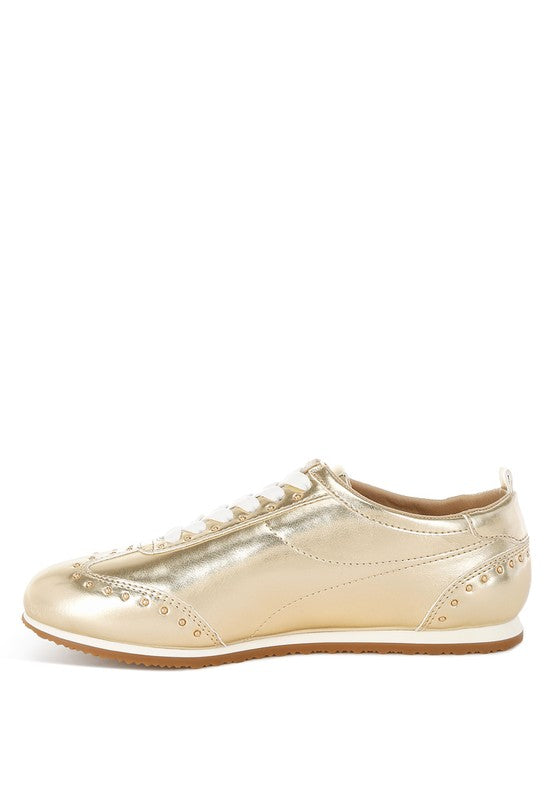 Yorika Studded Metallic Pleather Sneakers - Tigbul's Variety Fashion Shop
