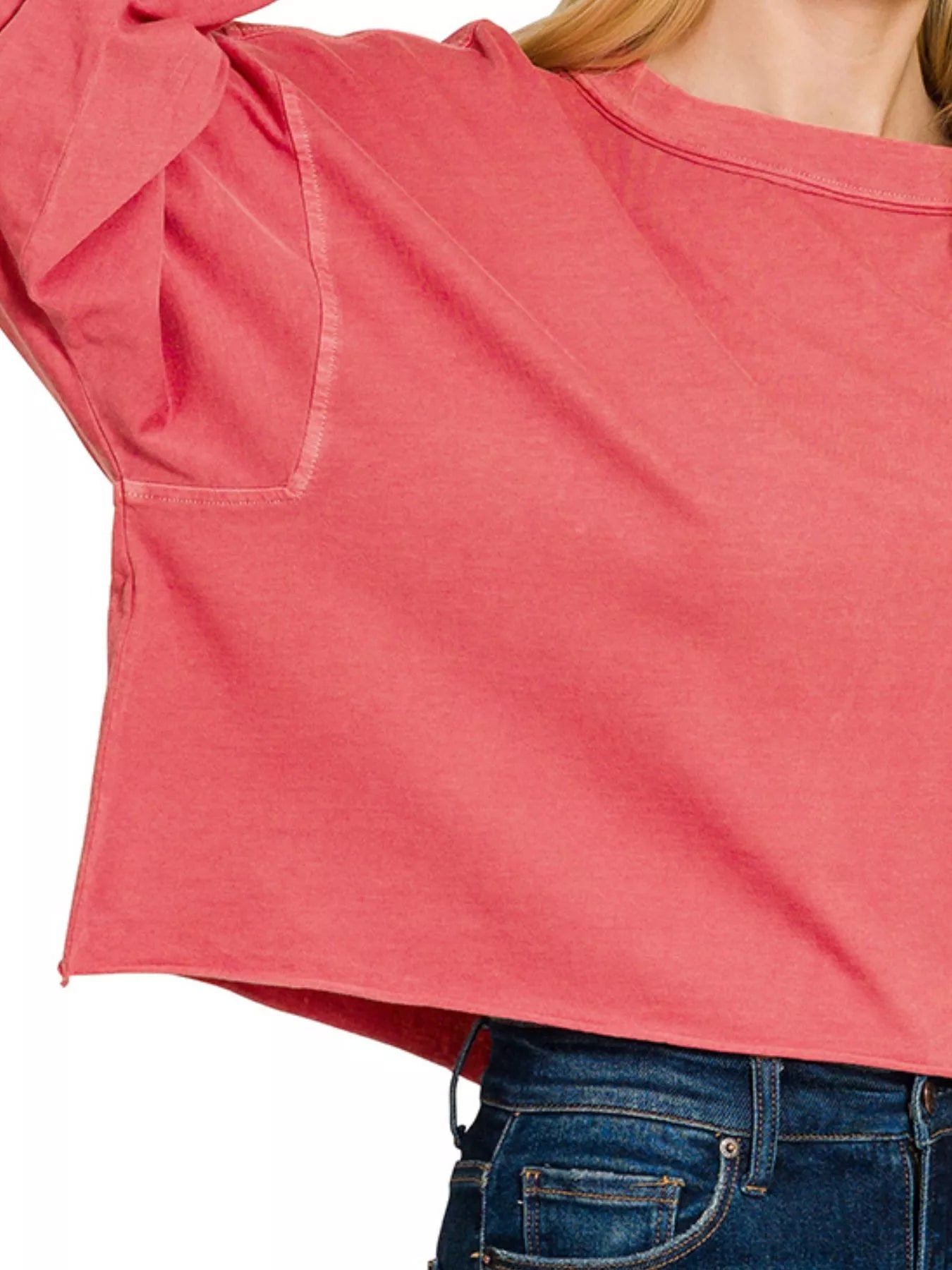 Zenana Pigment Dye Enzyme Washing Oversized Round-Neck T-Shirt - Tigbul's Variety Fashion Shop