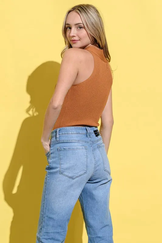 Basic Rib Cross Halter Neck Tank Top - Tigbul's Variety Fashion Shop