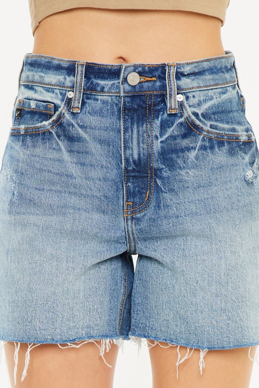 Kancan Full Size Raw Hem High Waist Denim Shorts - Tigbul's Variety Fashion Shop