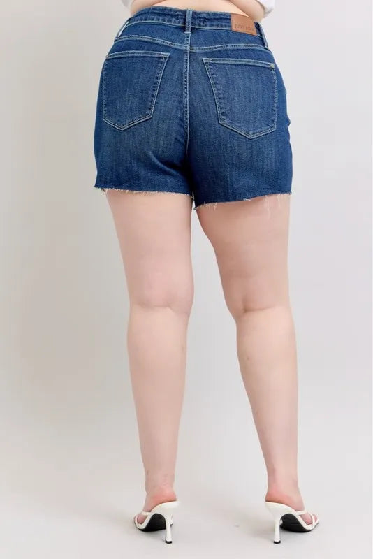 Judy Blue Plus Size High Waist Criss-Cross Waistband Denim Shorts - Tigbul's Variety Fashion Shop