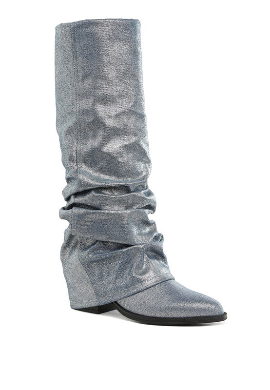 Capella Fold-Over Slouchy Denim Boot - Tigbul's Variety Fashion Shop