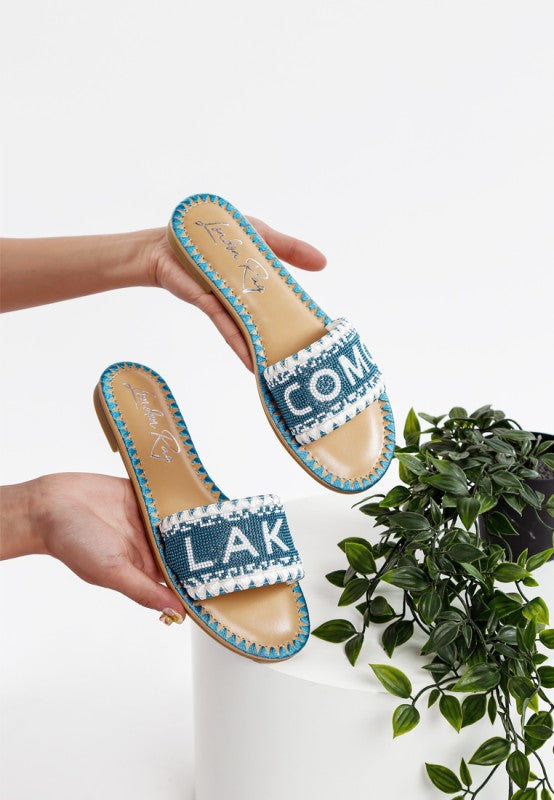 Hot Hub Beaded Lake Como Flat Slip Ons - Tigbul's Variety Fashion Shop