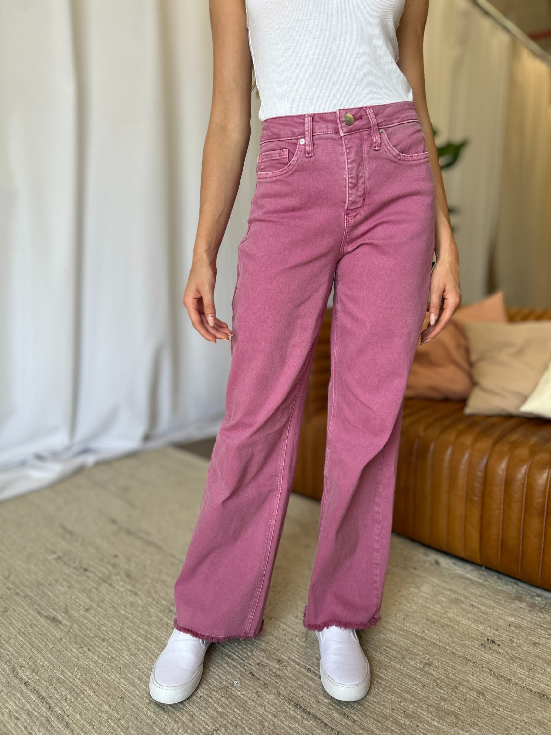 RFM Full Size High Rise Garment Dye Wide Leg Jeans - Tigbul's Variety Fashion Shop