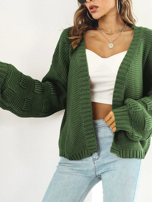Chunky Knit Open Front Cardigan - Tigbul's Variety Fashion Shop