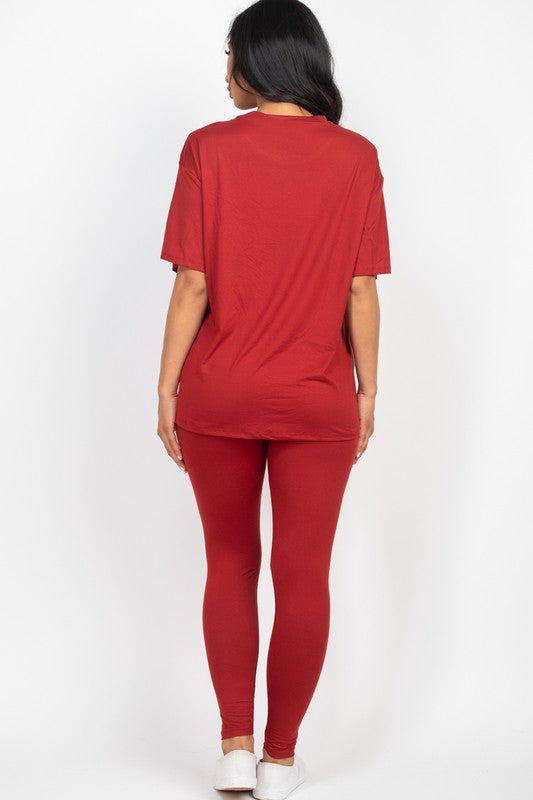 Oversized T-shirt & Leggings Set - Tigbul's Variety Fashion Shop