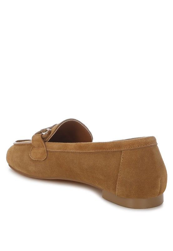 Awen Monochromatic Horsebit Real Suede Loafers - Tigbul's Variety Fashion Shop