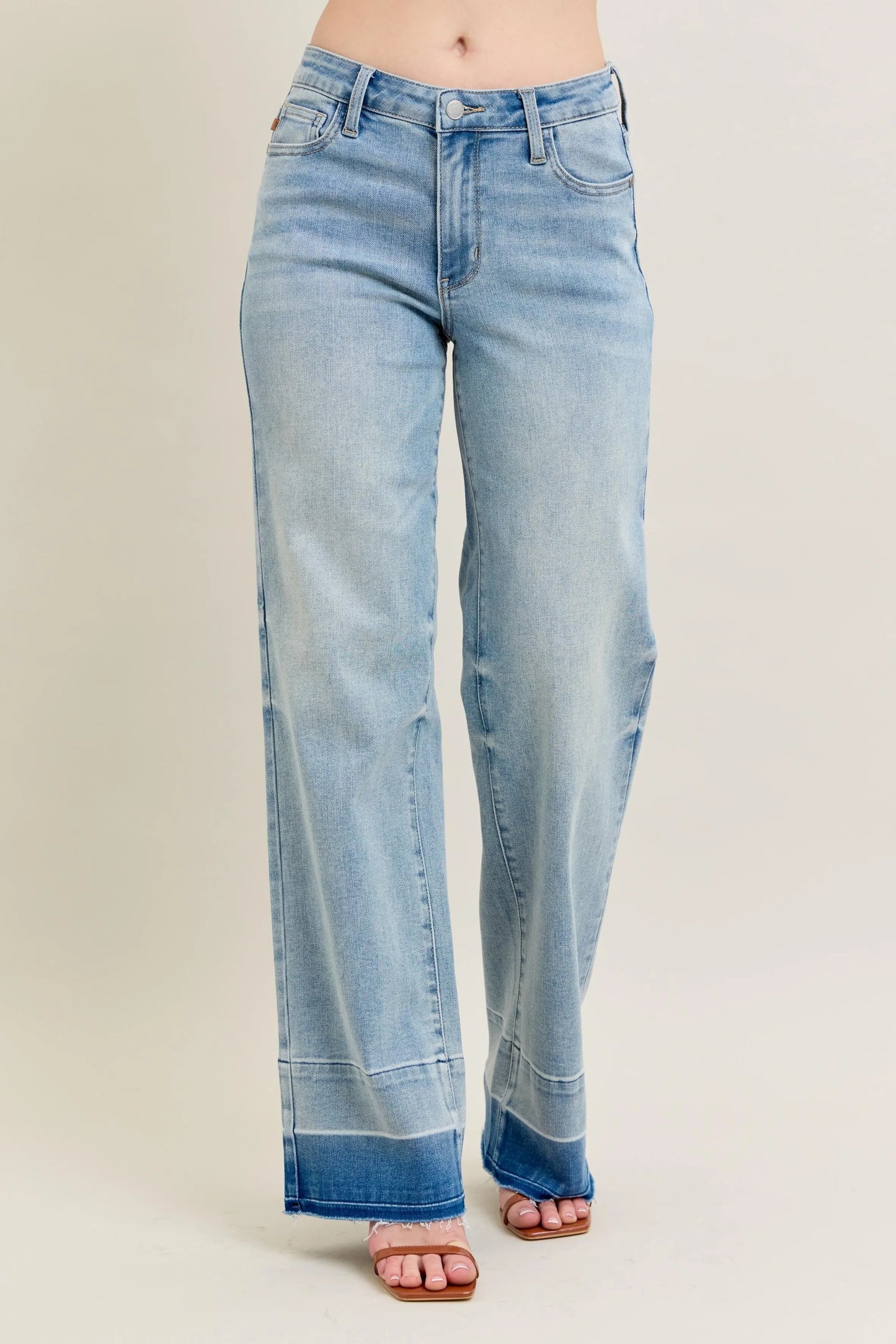 Judy Blue Full Size Mr Release Hem Wide Leg Jeans Plus Size - Tigbul's Variety Fashion Shop