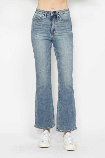 Tummy Control Back Embroidered Pocketed Bootcut Jeans - Tigbul's Variety Fashion Shop