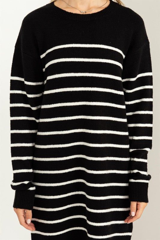 Casually Chic Striped Sweater Dress - Tigbul's Variety Fashion Shop