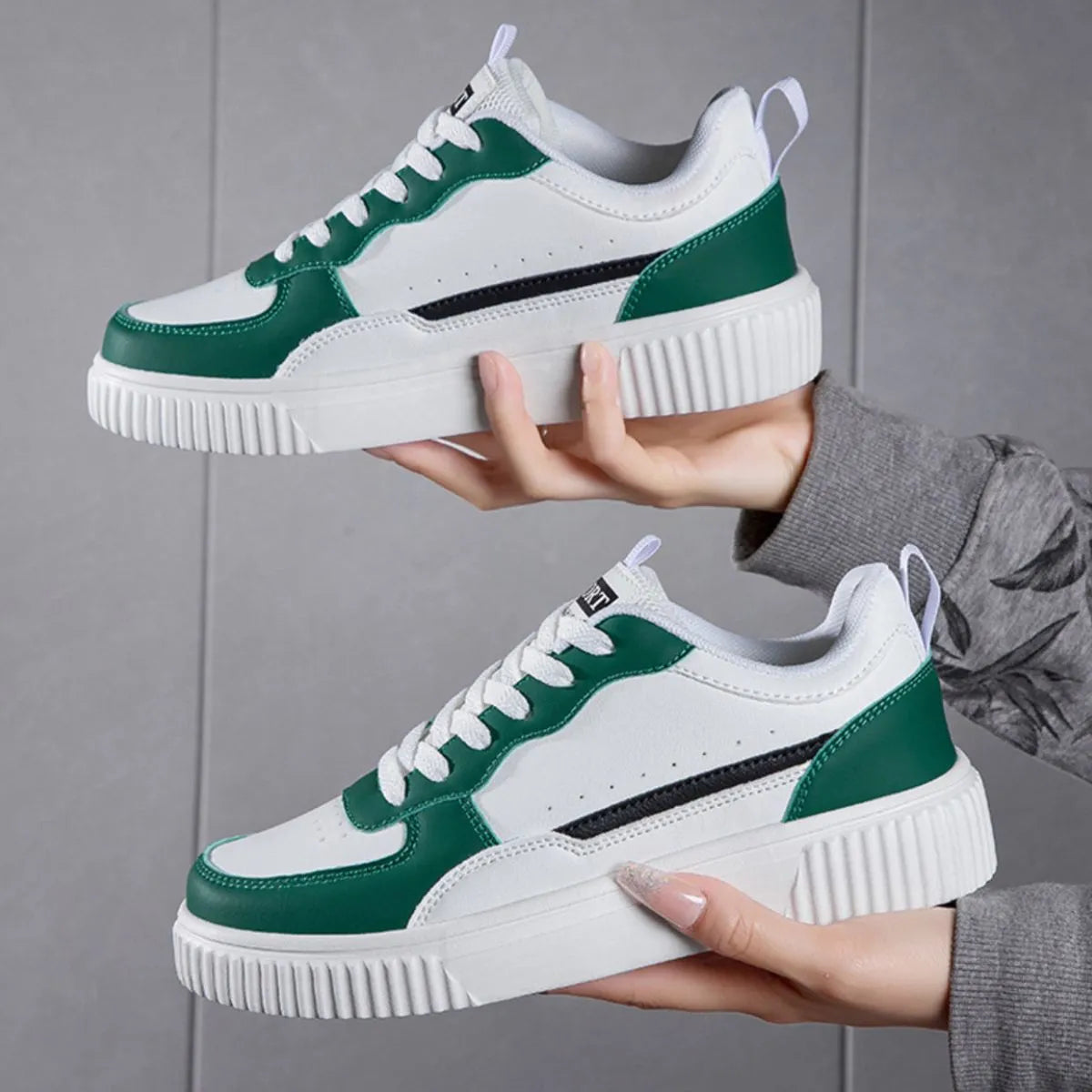 Lace Up Contrast Platform Sneakers - Tigbul's Variety Fashion Shop
