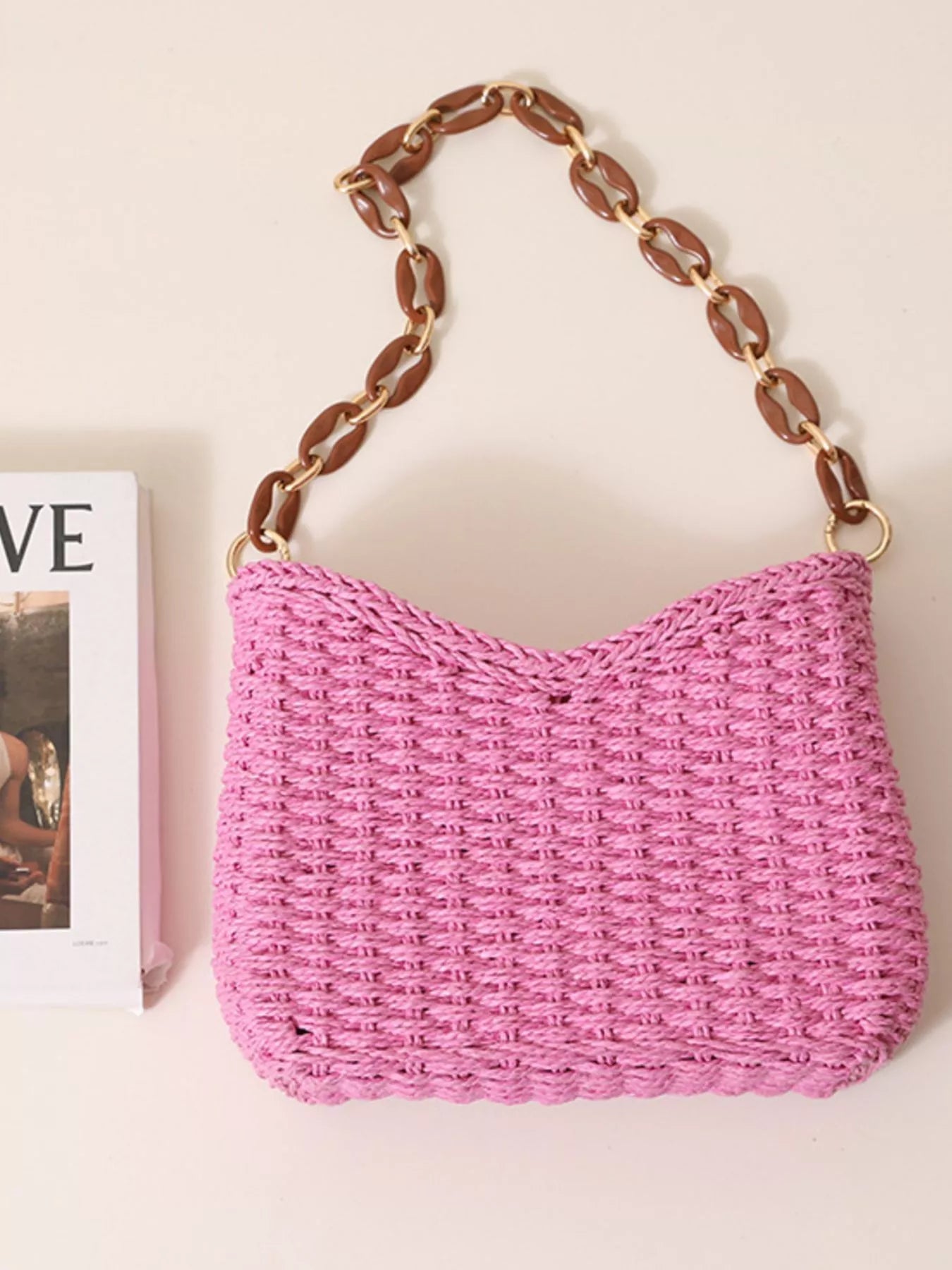 Woven Straw Shoulder Bag - Tigbul's Variety Fashion Shop