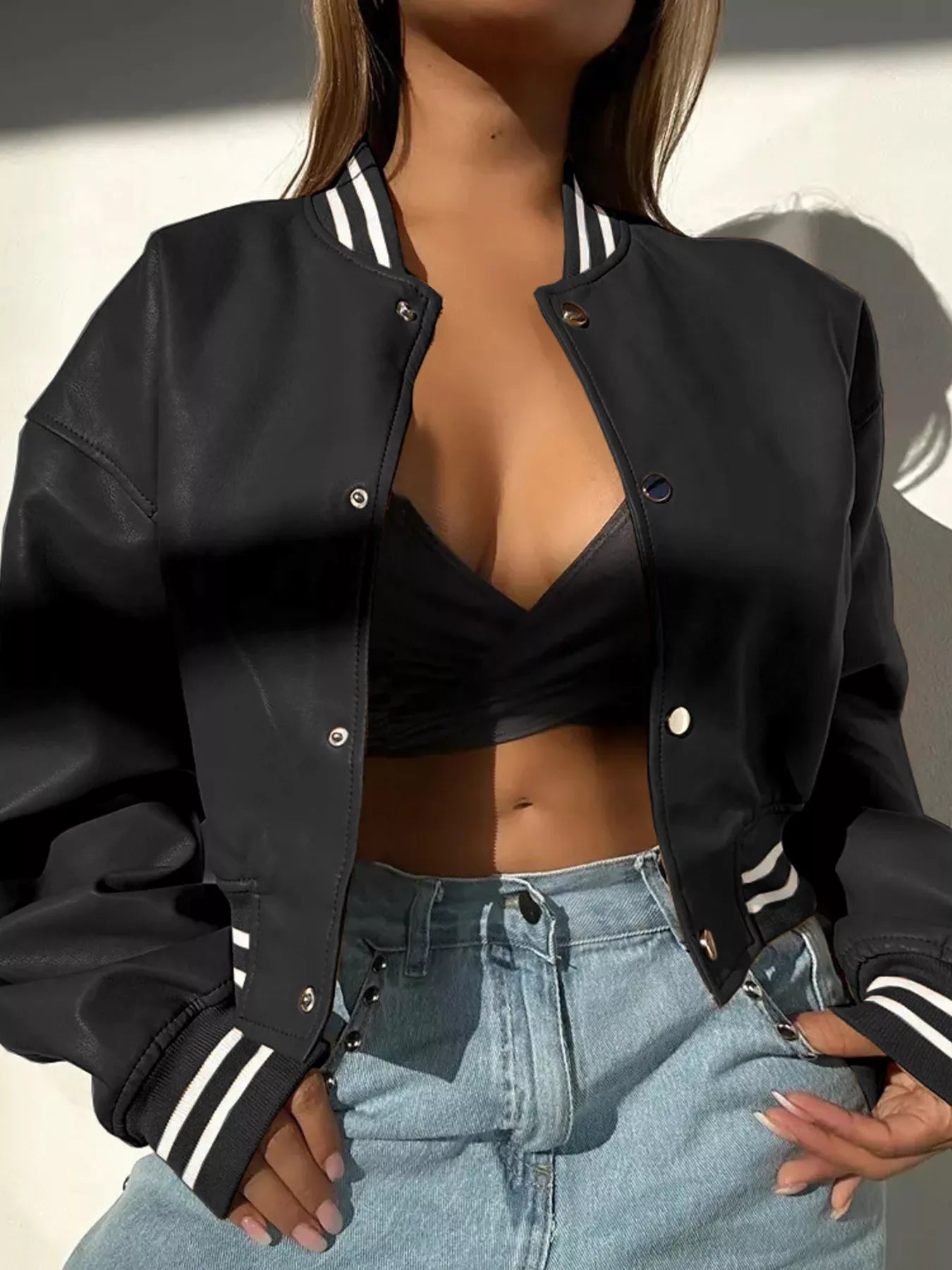 Snap Down Long Sleeve Jacket - Tigbul's Variety Fashion Shop