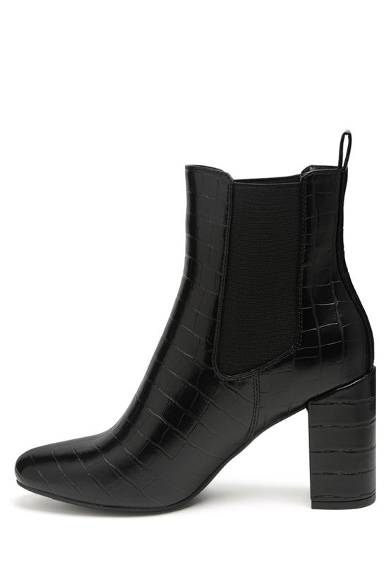 Babbel Faux Leather Block Heel Ankle Boots - Tigbul's Variety Fashion Shop
