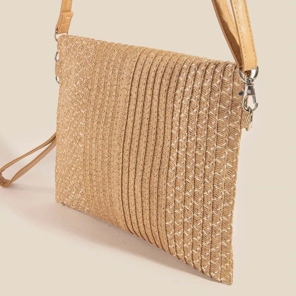 Tan Tight Woven Envelope Clutch Bag - Tigbul's Variety Fashion Shop