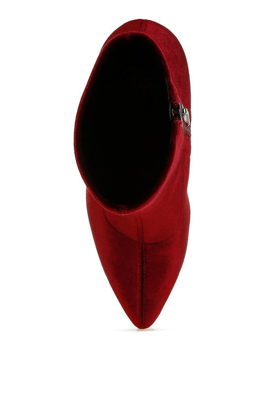 Arcturus Flared Block Heel Velvet Boots - Tigbul's Variety Fashion Shop