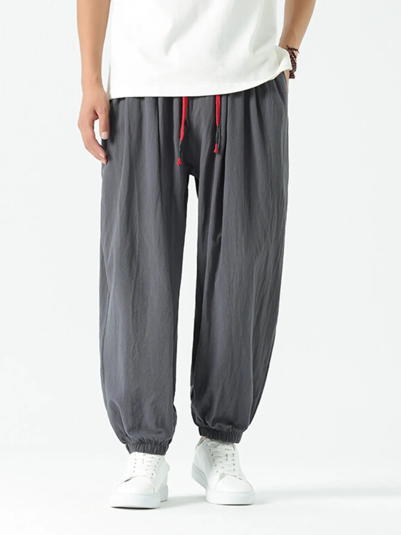 Men's Drawstring Wide Leg Relaxed Fit Pants - Tigbul's Variety Fashion Shop