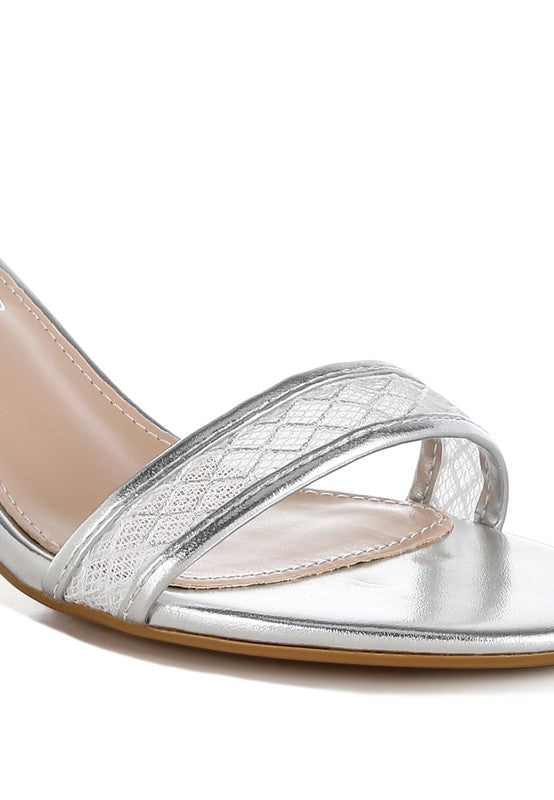 Ninto Metallic Faux Leather Kitten Heel Sandals - Tigbul's Variety Fashion Shop
