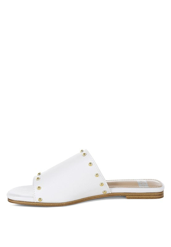 Renaldi Genuine Leather Studded Slip-On Flats - Tigbul's Variety Fashion Shop