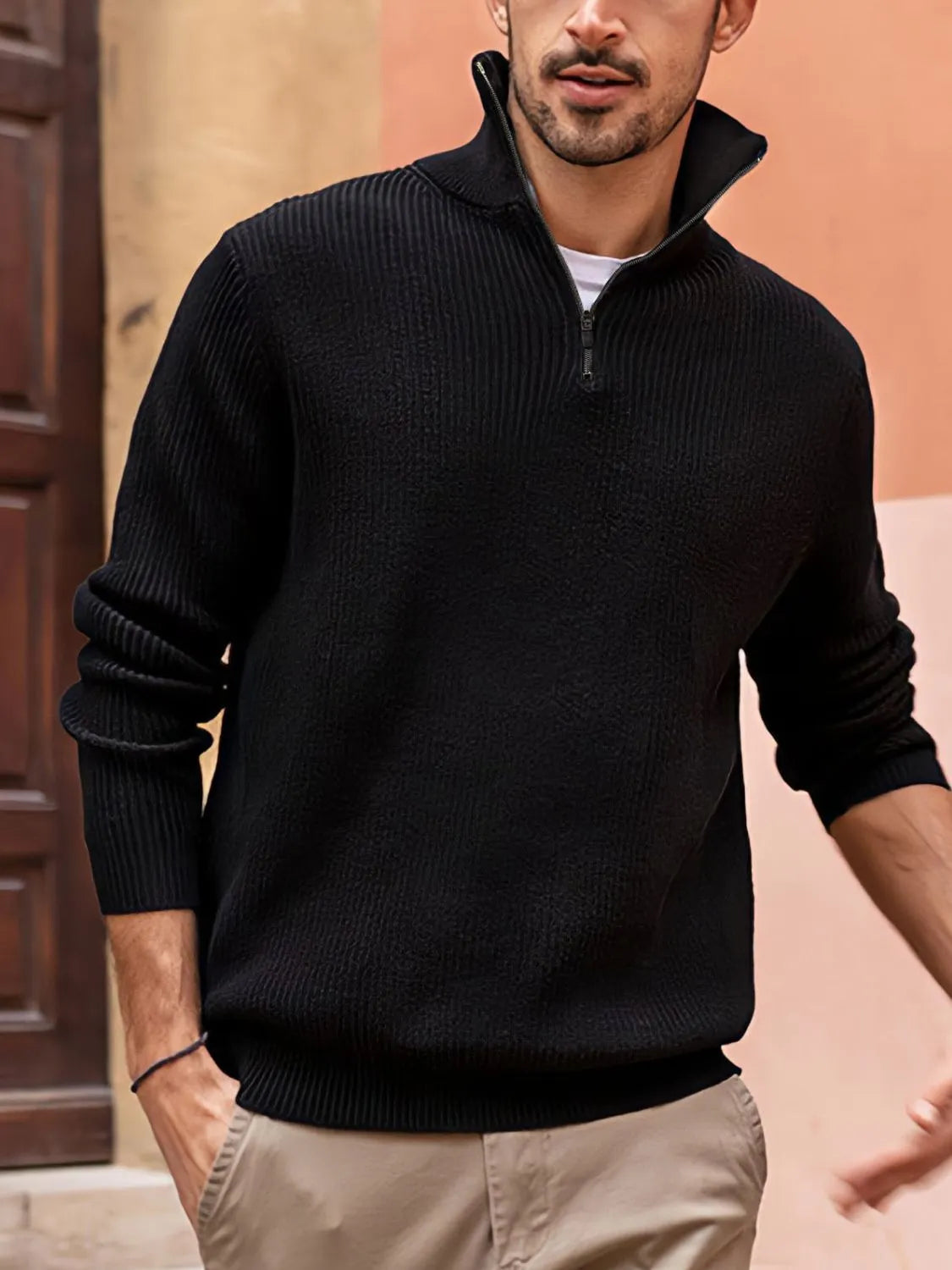 Men's Full Size Quarter Zip Long Sleeve Top Plus Size - Tigbul's Variety Fashion Shop