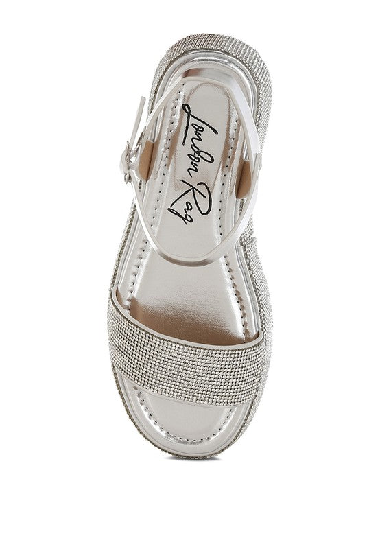 Nensis Rhinestone Embellished Flatform Sandals - Tigbul's Variety Fashion Shop