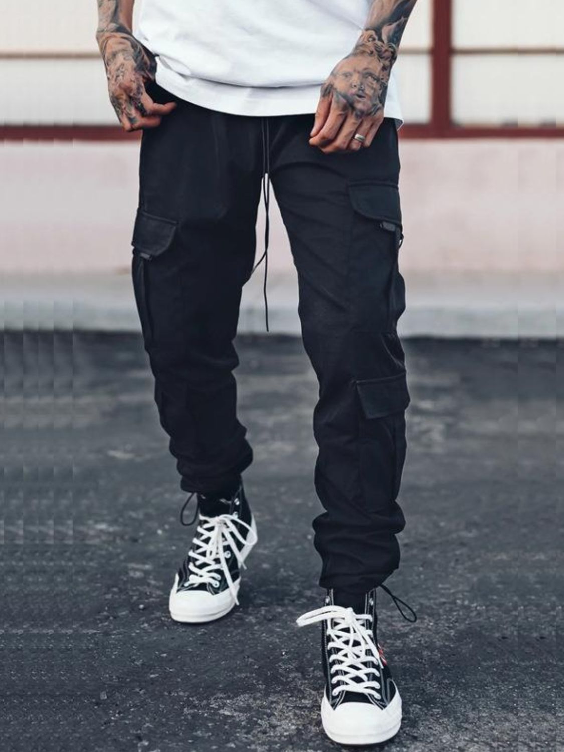 Men's Drawstring Pants with Cargo Pockets - Tigbul's Variety Fashion Shop