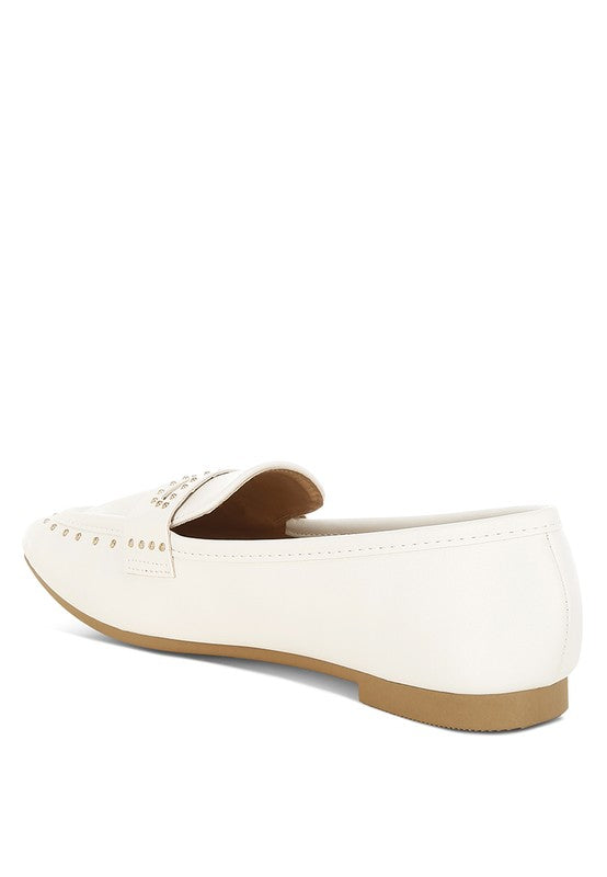 Dorlina Studded Faux Leather Loafers - Tigbul's Variety Fashion Shop