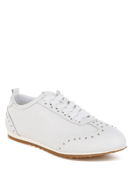 Odaya Studded Real Soft Leather Sneakers - Tigbul's Variety Fashion Shop