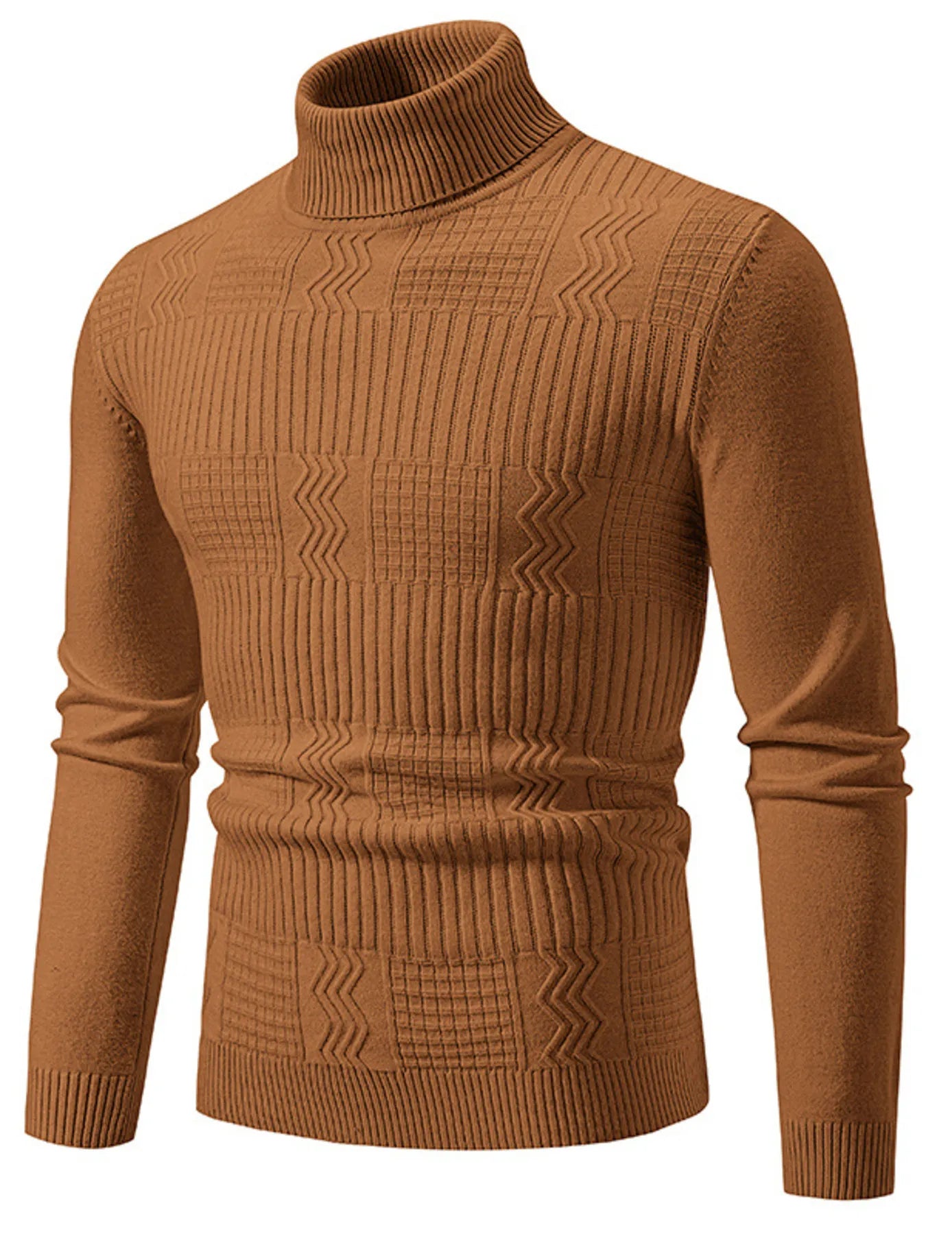 Men's Turtleneck Long Sleeve Sweater - Tigbul's Variety Fashion Shop