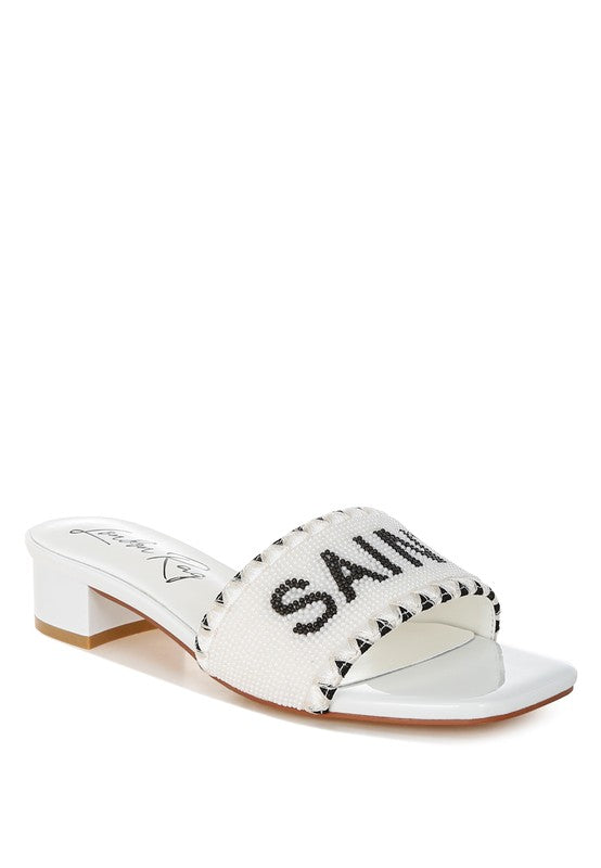 Poshta Saint Tropez Beaded Slip-On Heels - Tigbul's Variety Fashion Shop