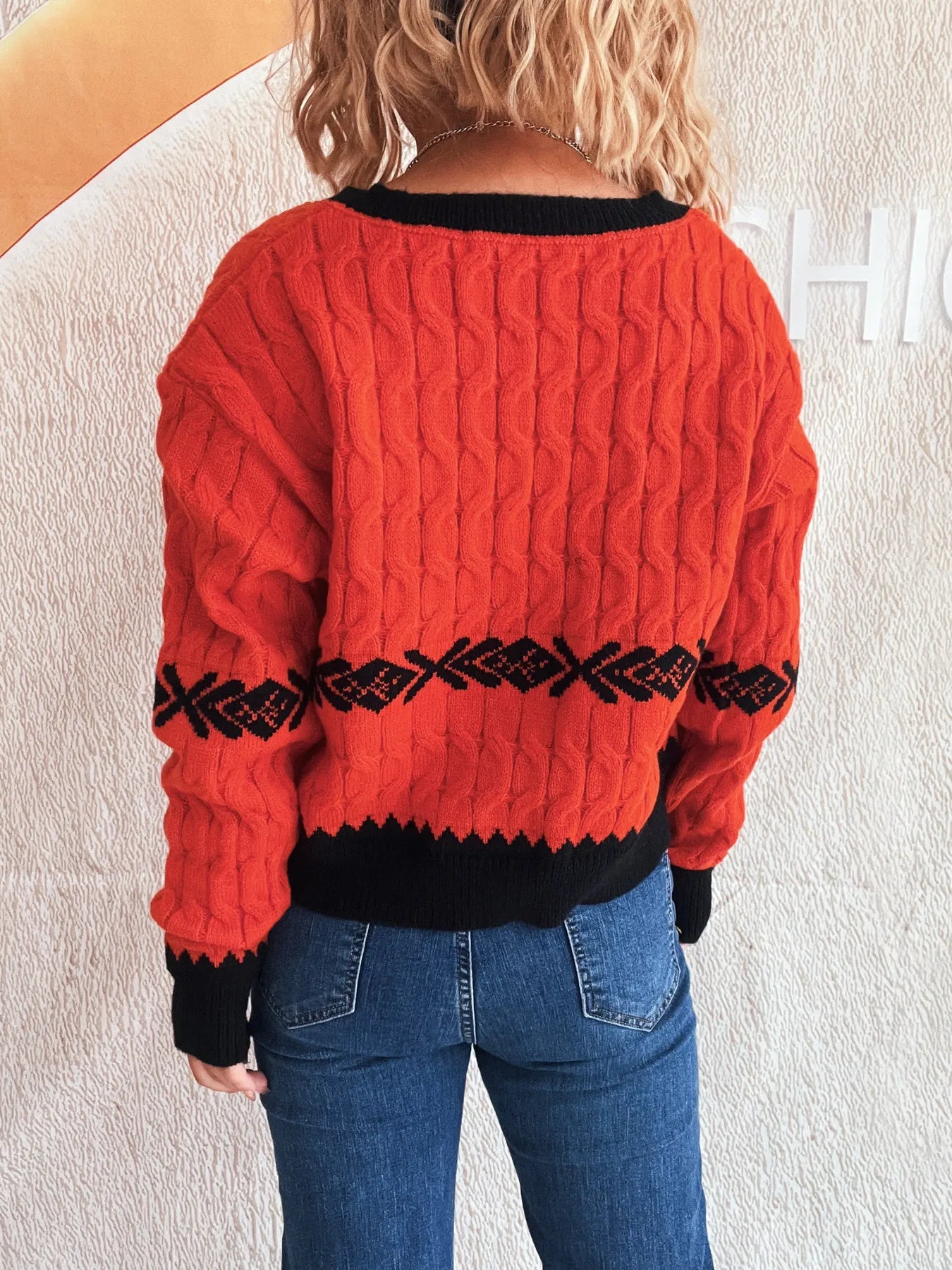 Cable Knit V-Neck Sweater - Tigbul's Variety Fashion Shop