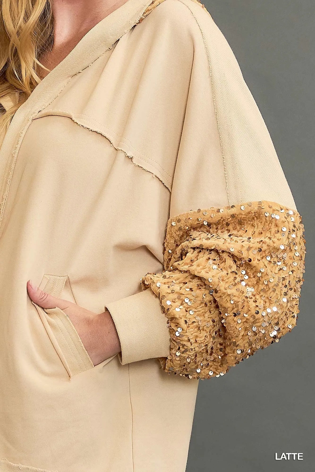 Umgee Sequined French Terry Jacket - Tigbul's Variety Fashion Shop