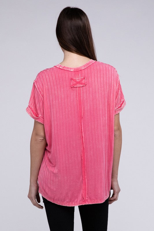 Ribbed Raglan Dolman Sleeve Boat-Neck Top - Tigbul's Variety Fashion Shop
