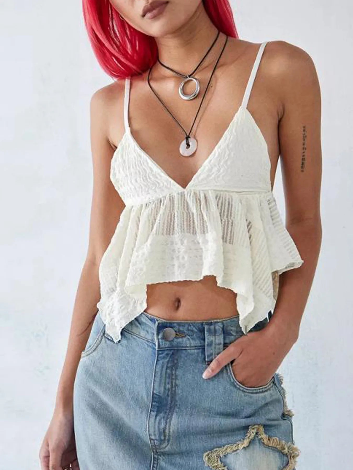 V-Neck Peplum Cami Top - Tigbul's Variety Fashion Shop