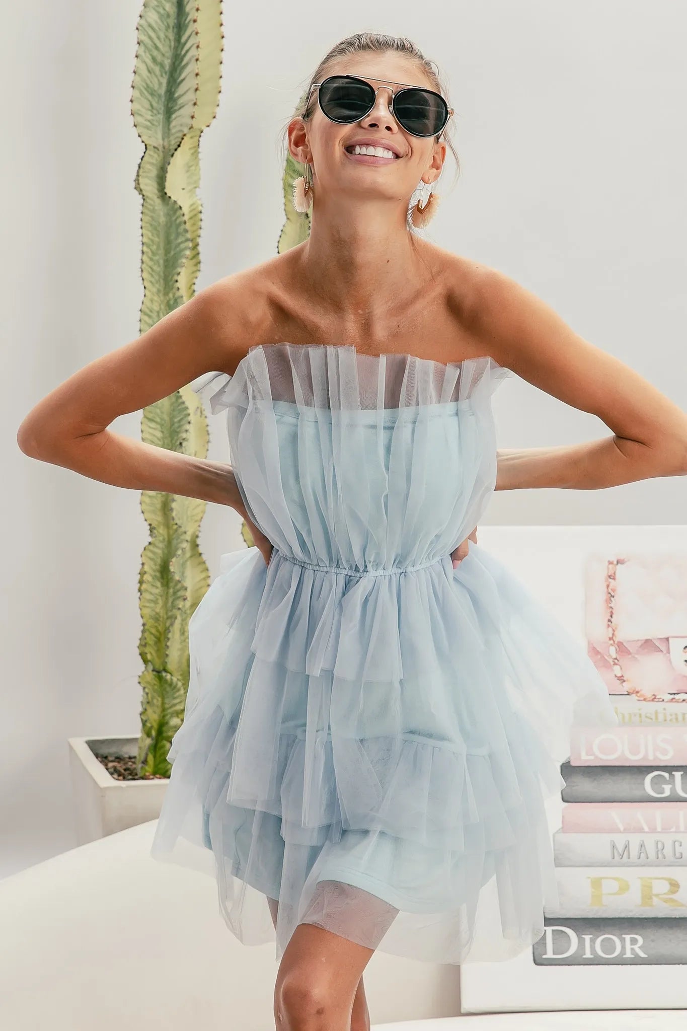 BiBi Sleeveless Layered Organza Dress - Tigbul's Variety Fashion Shop
