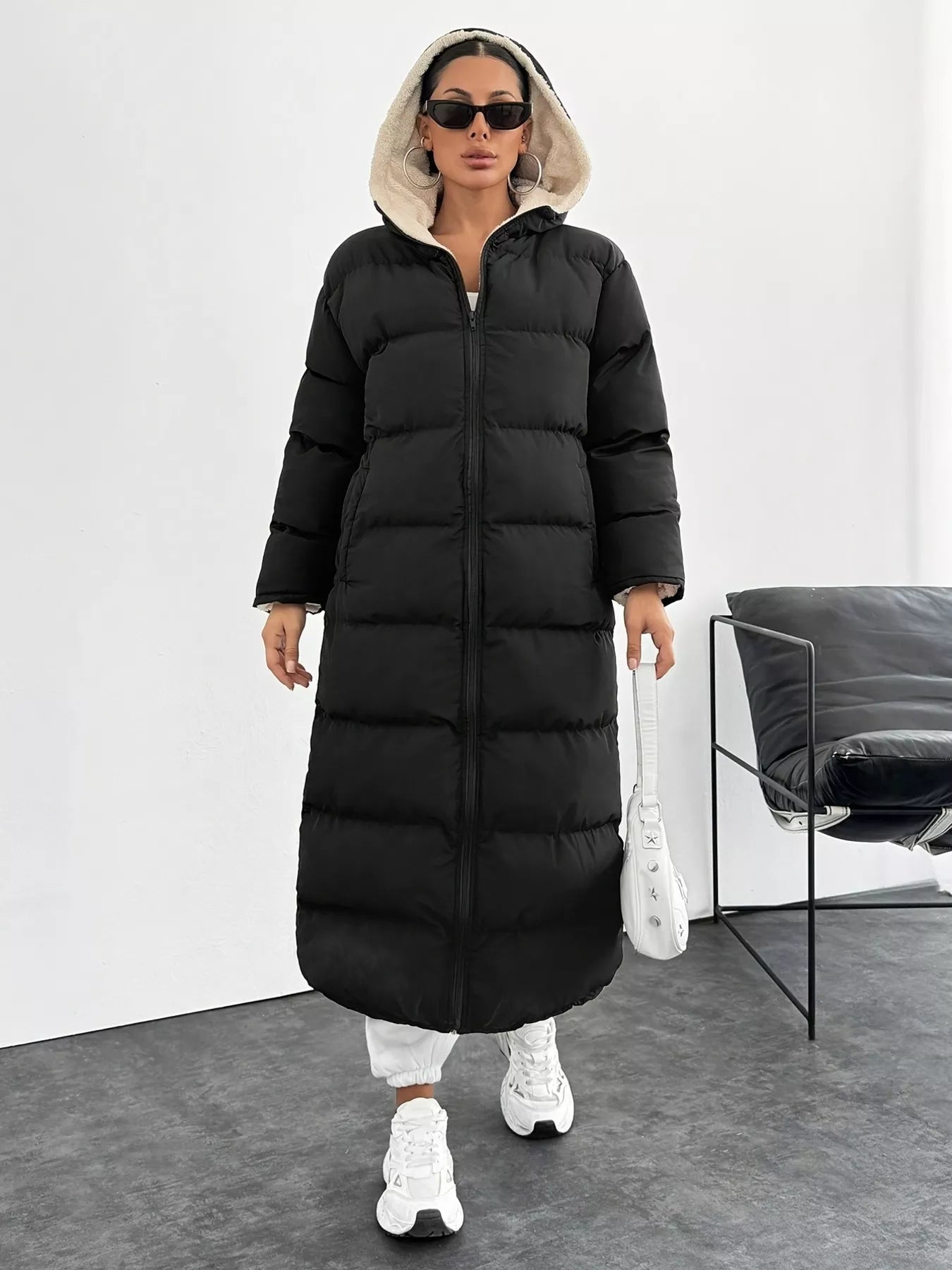Quilted Hooded Longline Puffer Coat - Tigbul's Variety Fashion Shop