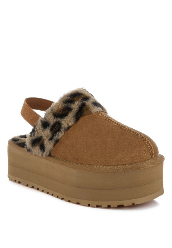 Kutchu Leopard Faux Fur Platform Classic Slingback - Tigbul's Variety Fashion Shop