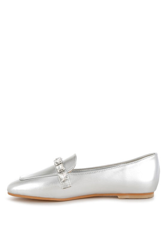 Celosia Metallic Diamante Strap Loafers - Tigbul's Variety Fashion Shop