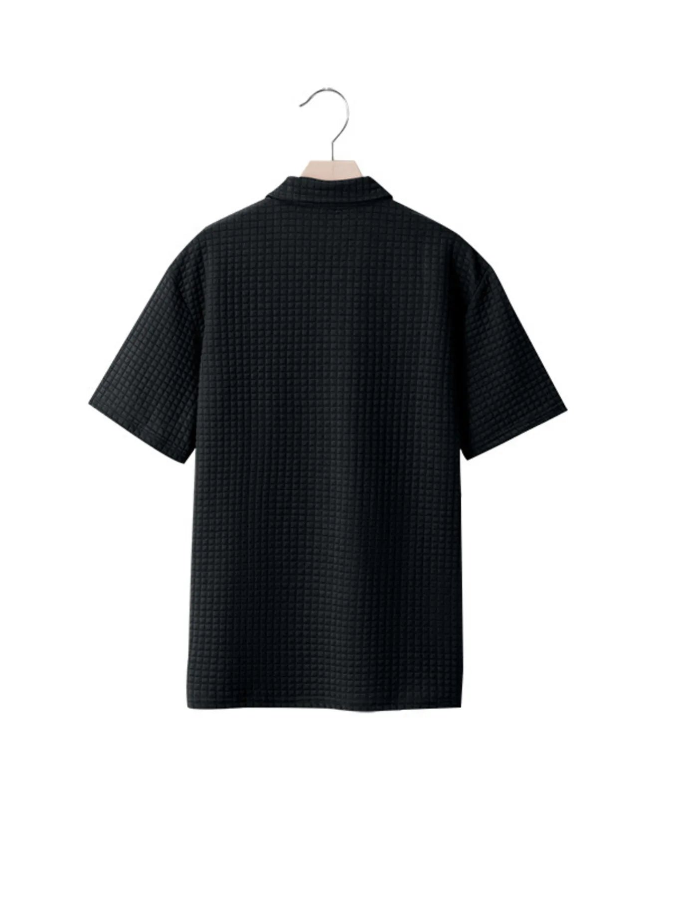 Men's Full Size Waffle Short Sleeve Polo with Zipper Detail Plus Size - Tigbul's Variety Fashion Shop